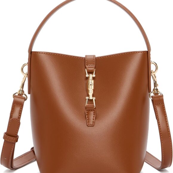 Stylish 6x5x7.28’’ Vegan Leather Bucket Bag - Perfect for Any Occasion - Picture 1 of 6